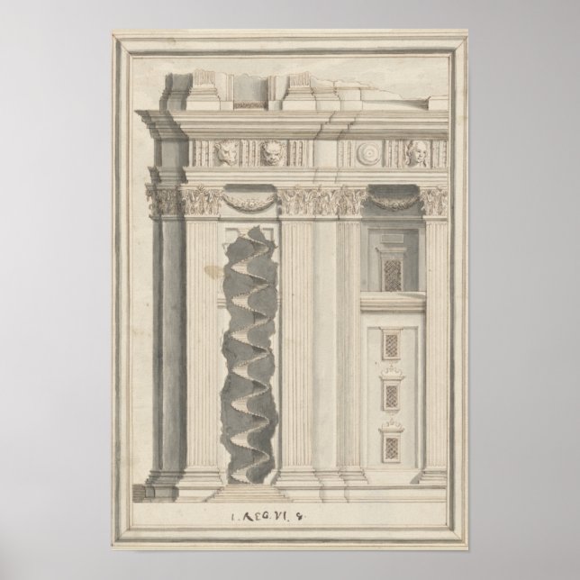 Poster Dessin architectural Vintage rétro Colonnes romain (Devant)
