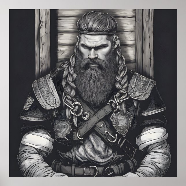 Poster Dessin au crayon d'un roi viking (Devant)