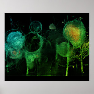 Poster Dessin au crayon d'une rangée de bulles sur le mur
