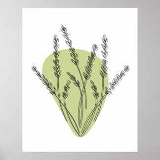 Poster Dessin au trait de branches et de feuilles