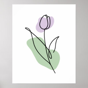 Poster Dessin au trait de fleur