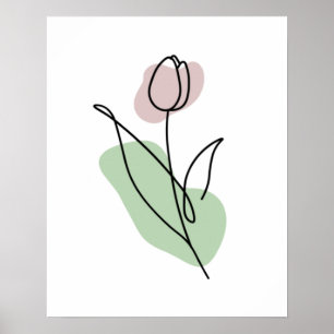 Poster Dessin au trait de fleur