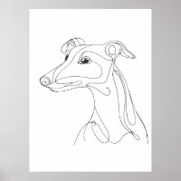 Dessin au trait de lévrier gris - Design minimalis