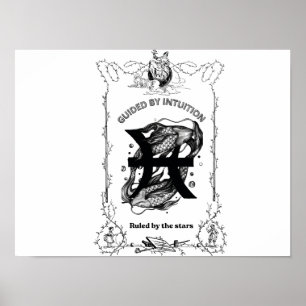 Poster Dessin céleste Intuition Poissons