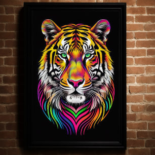 Poster Dessin coloré Abstrait d'un tigre 2:3