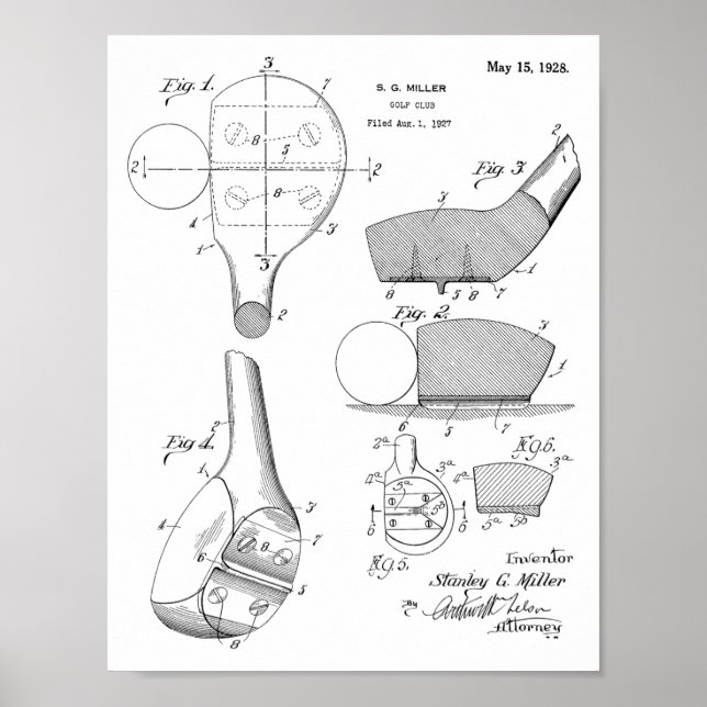 Poster Dessin d'art du club de golf 1928 (Devant)