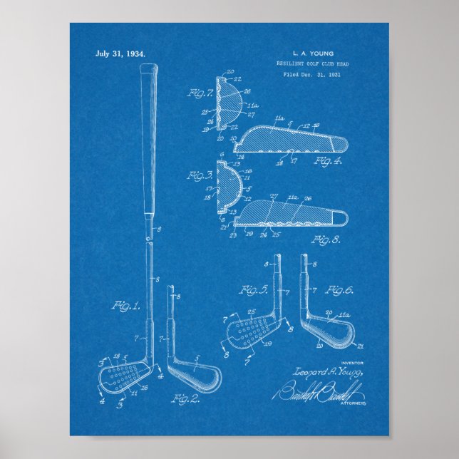 Poster Dessin d'art du club de golf 1934 (Devant)