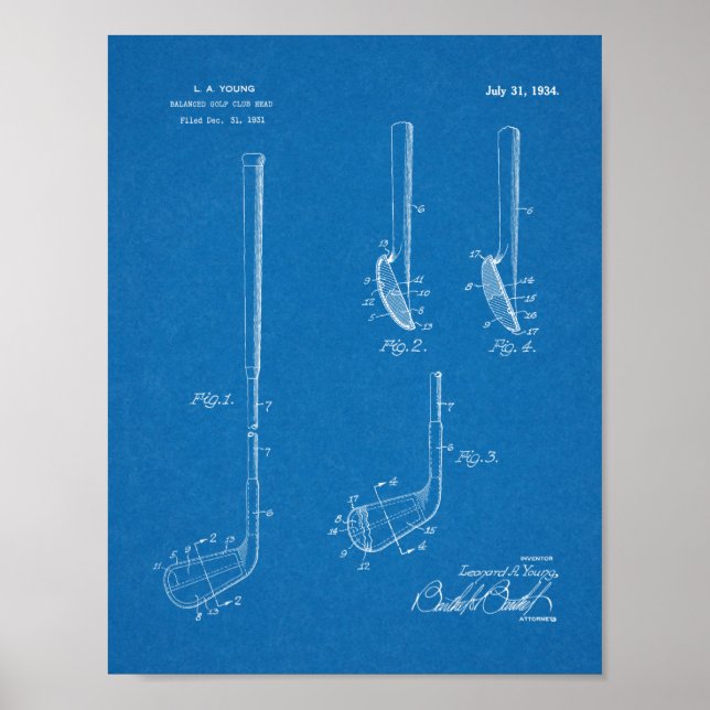 Poster Dessin d'art du club de golf 1934 (Devant)