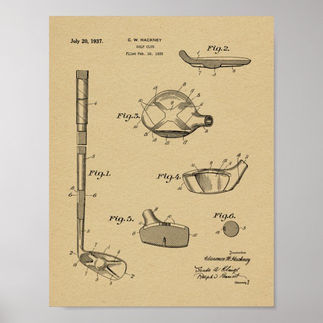 Poster Dessin d'art du club de golf 1937 (Devant)