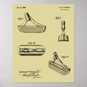 Poster Dessin d'art du club de golf de 1934 Putter Imprim