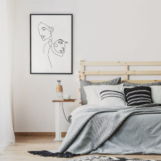 Poster Dessin d'art minimaliste Abstrait face