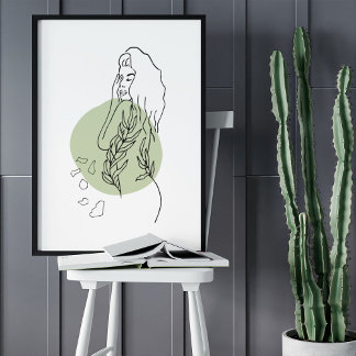 Poster Dessin d'art minimaliste Abstrait face