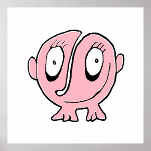 Poster Dessin de bande dessinée de bébé monstre mignon Ce