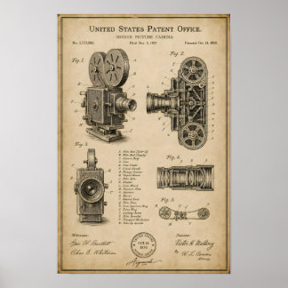 Poster Dessin de brevet de caméra vintage