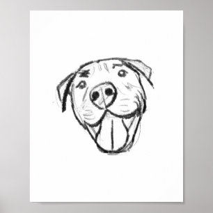 Poster dessin de bulle simple amoureux de les chiens noir
