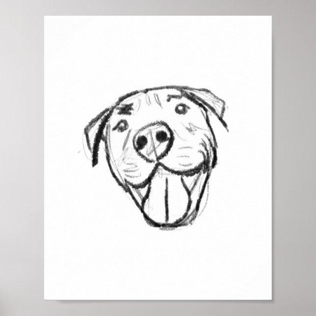 Poster dessin de bulle simple amoureux de les chiens noir (Devant)