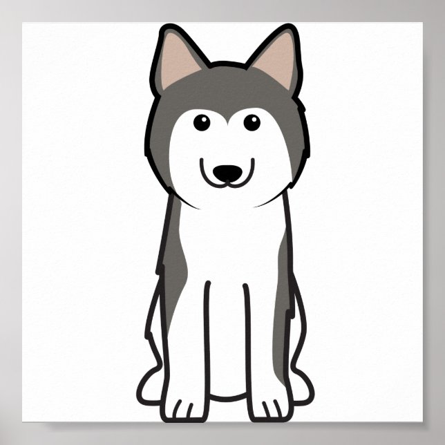 Poster Dessin de Chien Sibérie Husky (Devant)