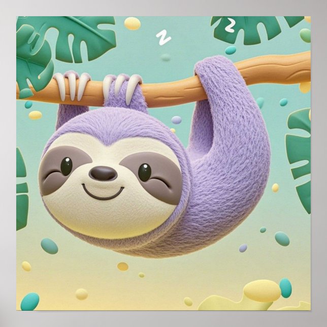 Poster Dessin de dessin accroché à la branche de l'arbre (Devant)