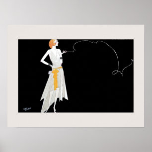 Poster dessin de fille d'aileron de mode des années 1920