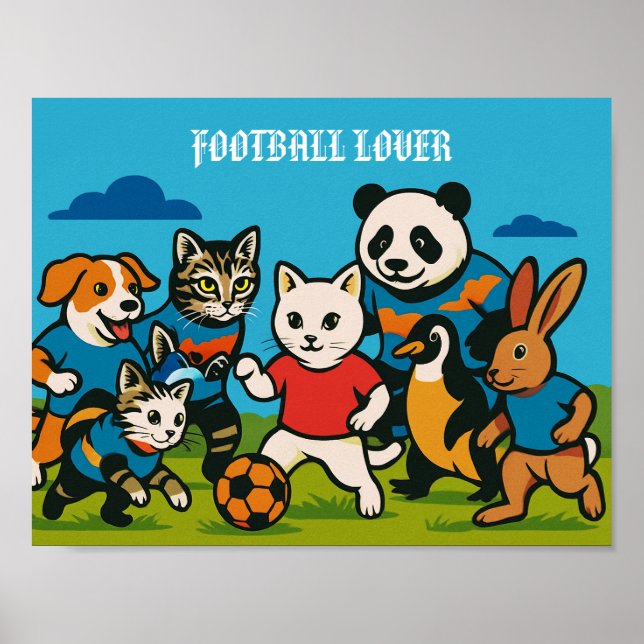 Poster Dessin de FOOTBALL AMATEUR Animal à thème Mur d'ar (Devant)