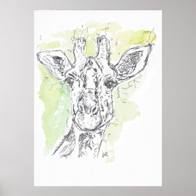 Poster Dessin de girafe. (Devant)