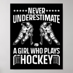 Poster Dessin de hockey drôle pour filles femmes hockey s