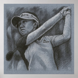 Poster Dessin de la femme Golfer - Art de golf Imprimer