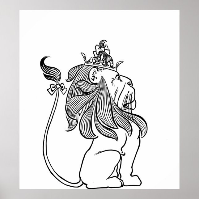 Poster Dessin de la ligne de profil du lion mou (Devant)