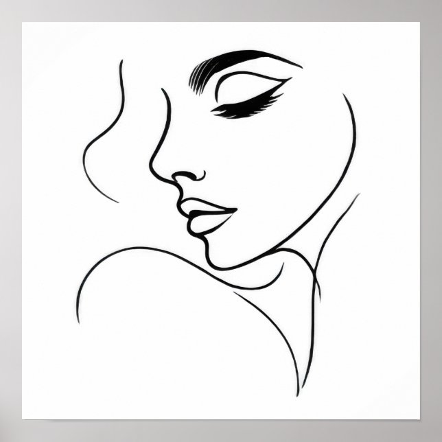 Poster Dessin de ligne face (Devant)