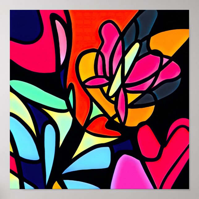 Poster Dessin de ligne neurographique Abstraite (Devant)