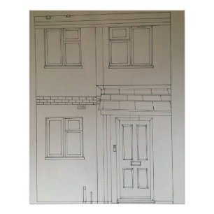 Poster Dessin de maison de style architectural