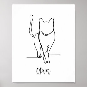 Poster Dessin de marche pour chat Imprimer une ligne pers