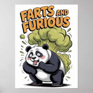 Poster Dessin de panda de dessin animé drôle sur fond bla