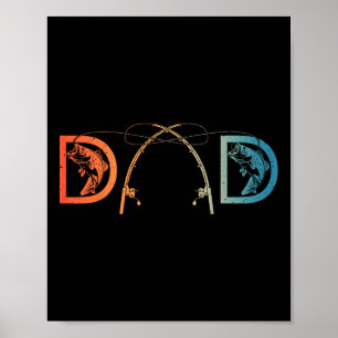 Poster Dessin de papa pêcheur drôle pour papa hommes fête