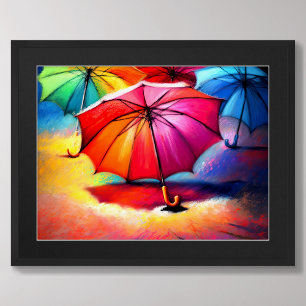 Poster Dessin de parapluies colorés ouverts II