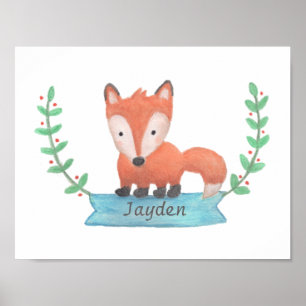 Poster Dessin de renard mignon de la forêt pour décoratio