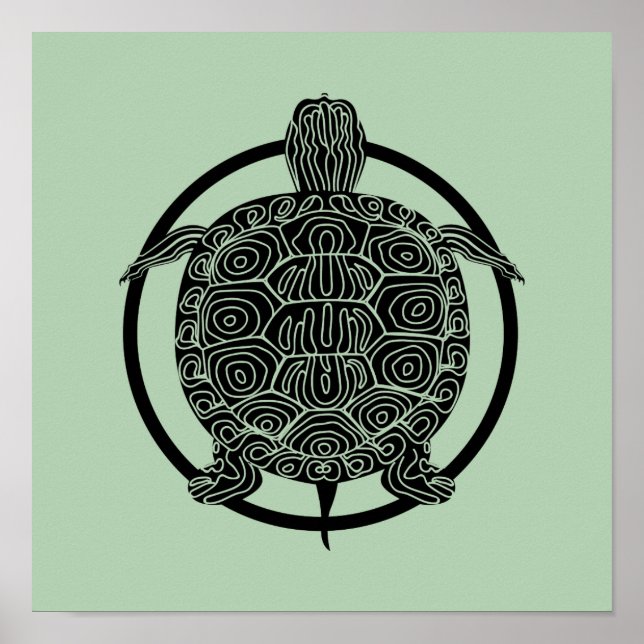 Poster Dessin de tortues - Série de cercles sauvages (ver (Devant)