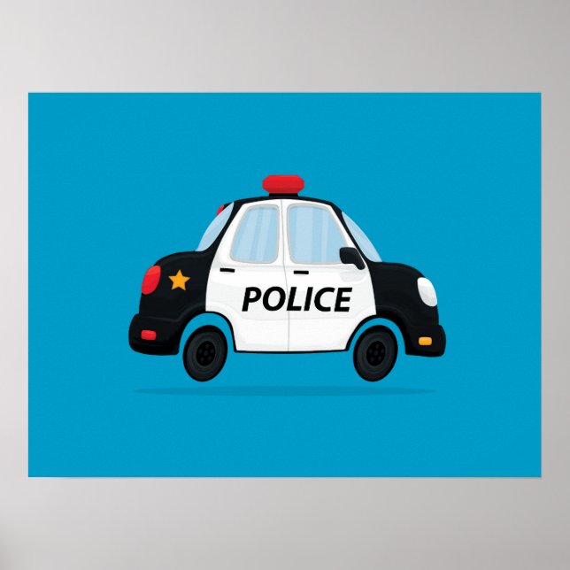 Poster Dessin de voiture de police mignonne (Devant)