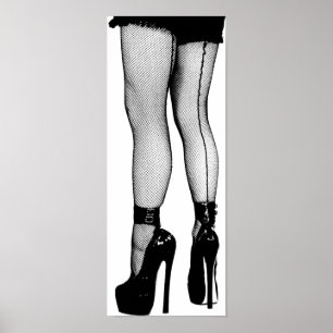 Poster Dessin d'encre de bas de filet des jambes des