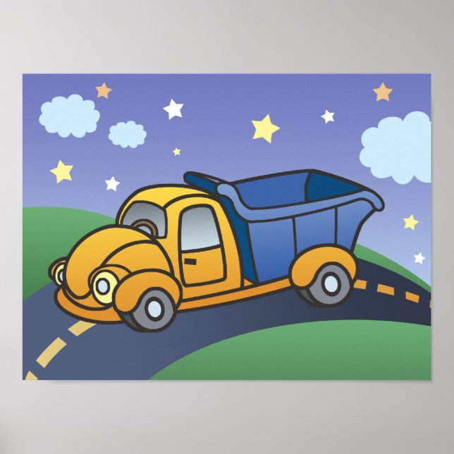 Poster Dessin d'enfants Camion à benne (Devant)