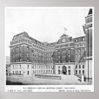 Poster Dessin des architectes de l'hôpital Middlesex