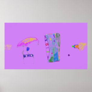 Poster Dessin d'objets abstraits roses 