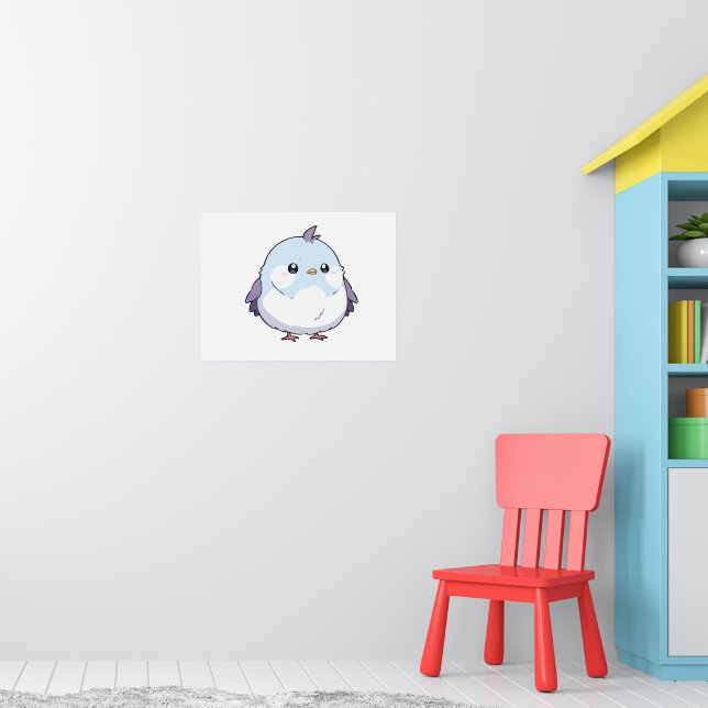 Poster Dessin d'oiseau Cute Kawaii Chubby - adorable Past (Pépinière 1)