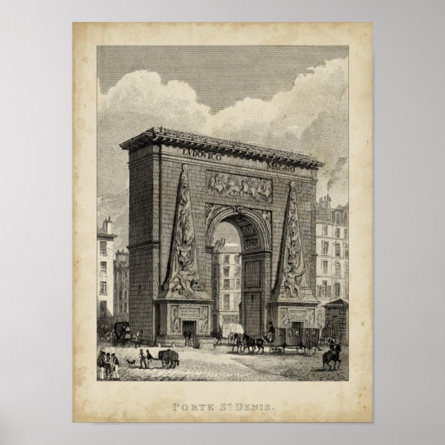 Poster Dessin du monument de la Porte Saint-Denis (Devant)