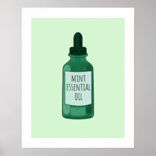 Poster Dessin d'une bouteille d'huile essentielle à la me