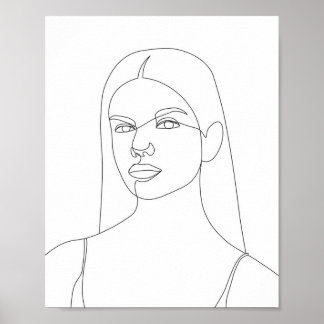 Poster Dessin d'une jolie femme