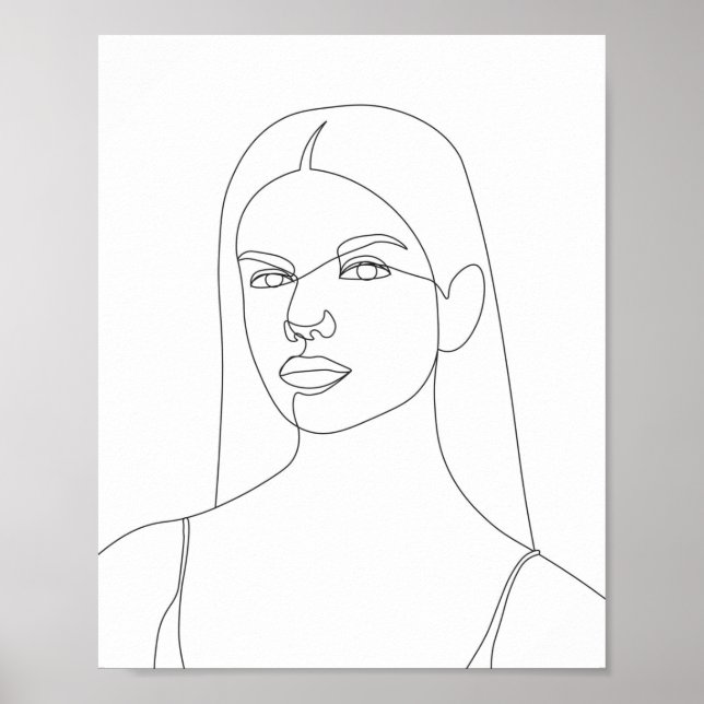 Poster Dessin d'une jolie femme (Devant)