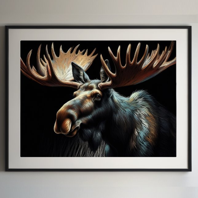 Poster Dessin dur Pastel Bull Moose (Créateur téléchargé)
