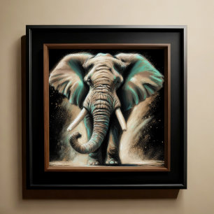 Poster Dessin dur Pastel Elephant