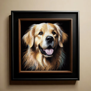 Poster Dessin dur Pastel Golden Retriever